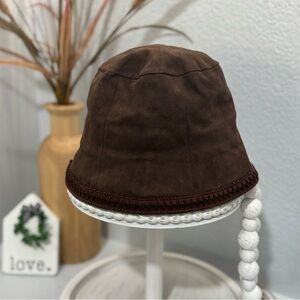 ORONSAY Brown Suede Bucket Hat Unisex Size M Medium (57.5 cm)